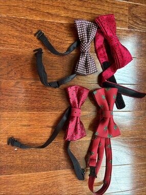 Lot of 4 little boy Red Bow Tie Set — Holiday & Patterned Styles